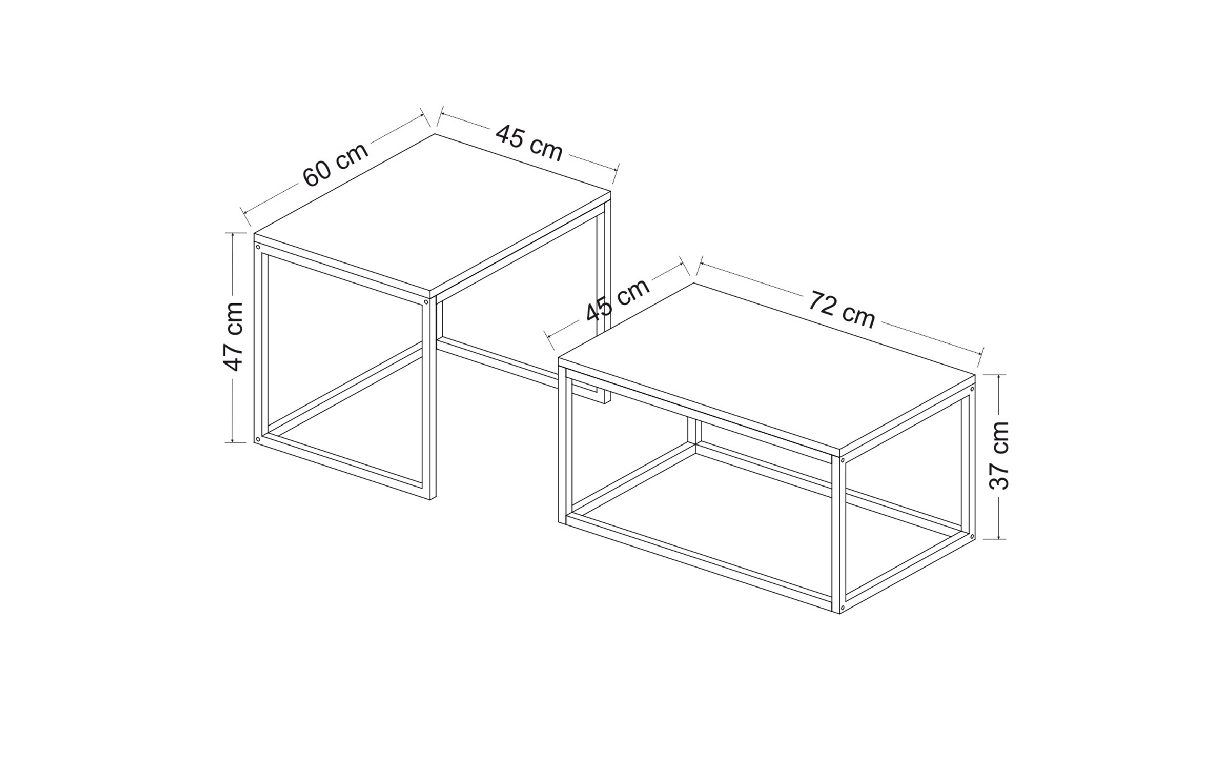 Set masute de cafea Nidra, negru  2